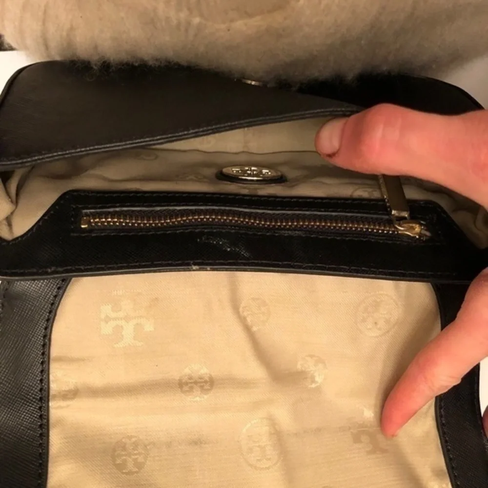 Tory Burch black saffiano leather crossbody bag
